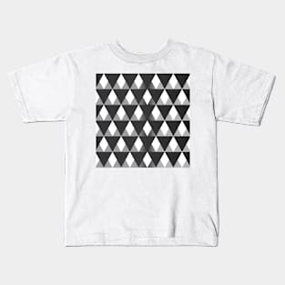Black and grey triangular pattern background filling the frame. Kids T-Shirt